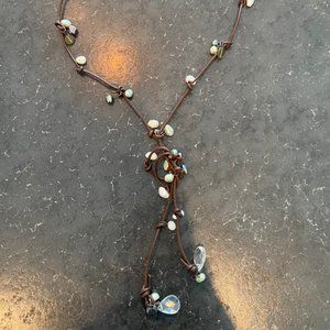 Cowgirl chic leather tie necklace